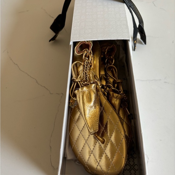 NWT Luxtrada 18K Gold plated metallic leather Women's Sandals refined elegance - Picture 13 of 16